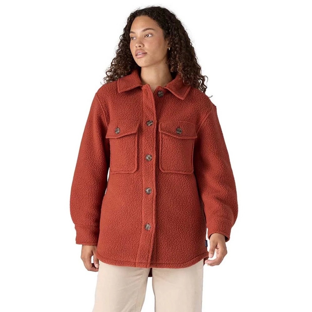 Patagonia Women's Retro Pile Fleece Shacket in Burnished Red Size XL